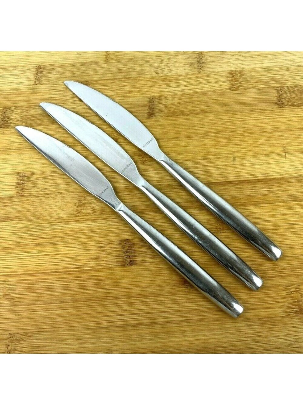 Oneida Leda Set Of 3 Dinner Knives 18/10 Stainless Steel Flatware